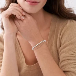 Bracelet Perles Femme FOSSIL ALL STACKED UP Acier Doré Howlite
