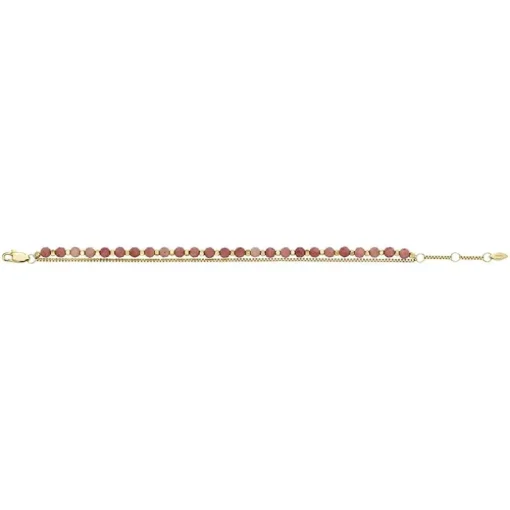 Bracelet Perles Femme FOSSIL ALL STACKED UP Acier Doré Rhodochrosite Rose