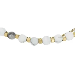 Bracelet Perles Femme FOSSIL ALL STACKED UP Acier Doré Howlite