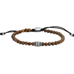 Bracelet Perles Homme 25CM FOSSIL Œil-de-Tigre
