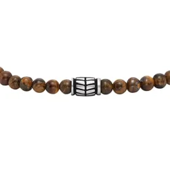 Bracelet Perles Homme 25CM FOSSIL Œil-de-Tigre