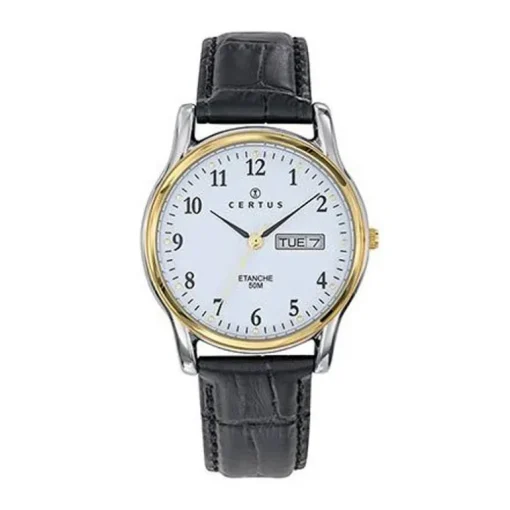 Certus Montre Homme Acier Bicolore Cuir Noir 611303