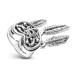 Charm Femme PANDORA ATTRAPE-RÊVES CŒUR AJOURÉ & TRIO DE PLUMES Argent 925/1000