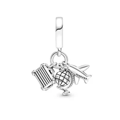 Charm Femme PANDORA AVION, GLOBE, & VALISE Argent 925/1000