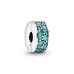 Charm Femme PANDORA CLIP PAVÉ BLEU-VERT Argent 925/1000