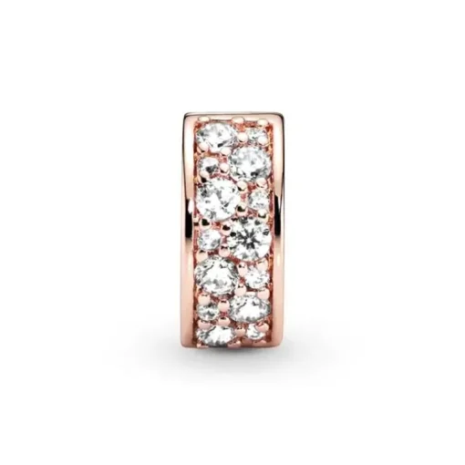 Charm Femme PANDORA CLIP PAVÉ TRANSPARENT Doré Rose 14 Carats