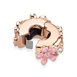 Charm Femme PANDORA CLIP MARGUERITE ROSE Doré Rose 14 Carats