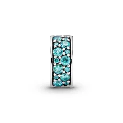 Charm Femme PANDORA CLIP PAVÉ BLEU-VERT Argent 925/1000