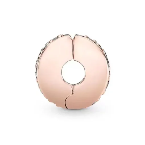 Charm Femme PANDORA CLIP PAVÉ TRANSPARENT Doré Rose 14 Carats