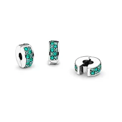 Charm Femme PANDORA CLIP PAVÉ BLEU-VERT Argent 925/1000
