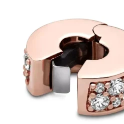Charm Femme PANDORA CLIP PAVÉ TRANSPARENT Doré Rose 14 Carats