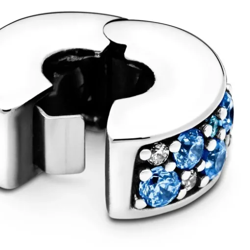Charm Femme PANDORA CLIP PAVÉ BLEU Argent 925/1000
