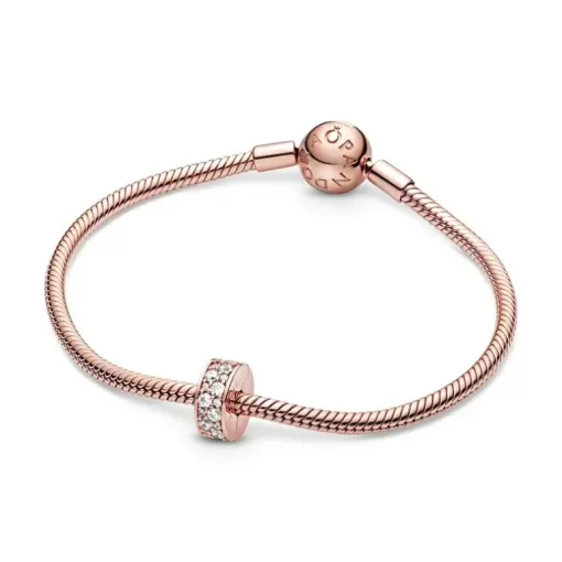 Charm Femme PANDORA CLIP PAVÉ TRANSPARENT Doré Rose 14 Carats
