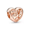 Charm Femme PANDORA CŒUR ARBRE DE VIE AJOURÉ Doré Rose 14 Carats