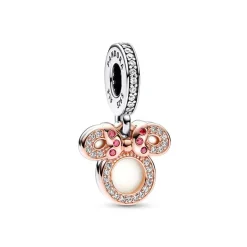 Charm Femme PANDORA DISNEY PENDANT DOUBLE SILHOUETTE DE MINNIE Doré Rose 14 Carats Argent 925/1000