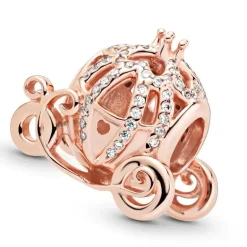 Charm Femme PANDORA DISNEY CENDRILLON CAROSSE SCINTILLANT Doré Rose 14 Carats