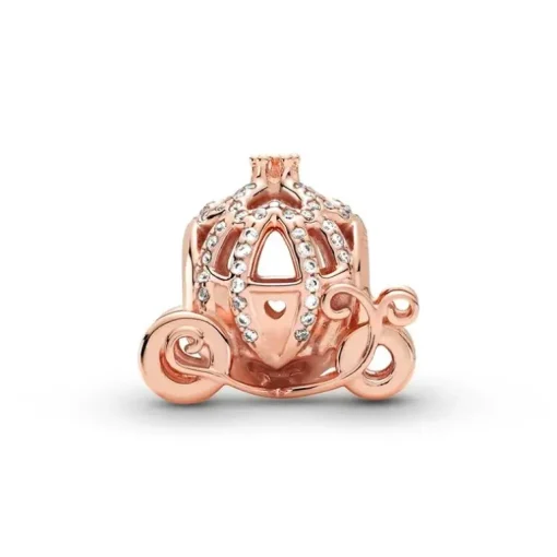 Charm Femme PANDORA DISNEY CENDRILLON CAROSSE SCINTILLANT Doré Rose 14 Carats
