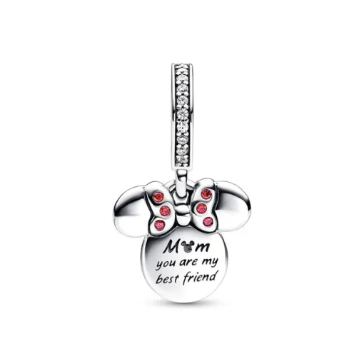 Charm Femme PANDORA DISNEY PENDANT DOUBLE SILHOUETTE DE MINNIE Doré Rose 14 Carats Argent 925/1000