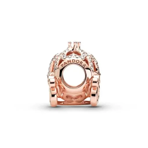 Charm Femme PANDORA DISNEY CENDRILLON CAROSSE SCINTILLANT Doré Rose 14 Carats