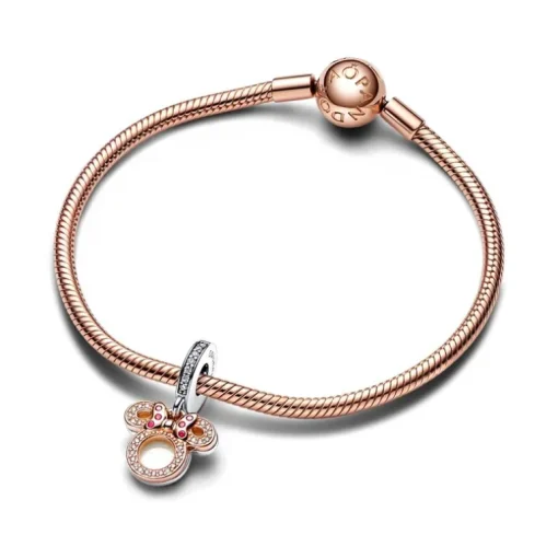 Charm Femme PANDORA DISNEY PENDANT DOUBLE SILHOUETTE DE MINNIE Doré Rose 14 Carats Argent 925/1000