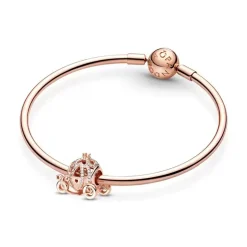 Charm Femme PANDORA DISNEY CENDRILLON CAROSSE SCINTILLANT Doré Rose 14 Carats