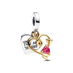 Charm Femme Pandora Pendant Double Cœur & Flèche Gravable 763622C01