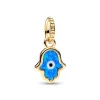 Charm Femme PANDORA PENDANT MAIN DE FATMA BLEUE OPALESCENTE Métal Doré 14 Carats