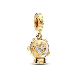 Charm Femme PANDORA PENDANT BOULE DE NEIGE CŒUR ET FLOCON Doré 14 Carats