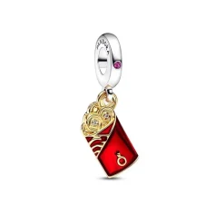 Charm Femme PANDORA PENDANT ENVELOPPE ROUGE BICOLORE Argent 925/1000 et Doré 14 Carats