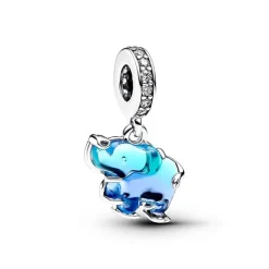 Charm Femme Pandora Pendant Moments Éléphant en Verre de Murano Bleu 793339C01