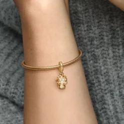 Charm Femme PANDORA PENDANT BOULE DE NEIGE CŒUR ET FLOCON Doré 14 Carats