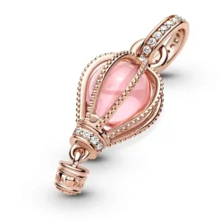 Charm Femme PANDORA PENDANT MONTGOLFIÈRE ROSE SCINTILLANT Doré Rose 14 Carats