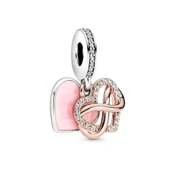 Charm Femme PANDORA PENDANT CŒUR INFINI SCINTILLANT Argent 925/1000 Doré Rose 14 Carats