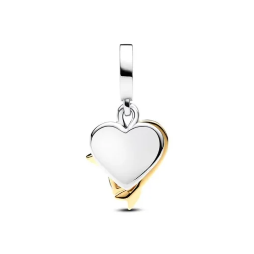 Charm Femme Pandora Pendant Double Cœur & Flèche Gravable 763622C01