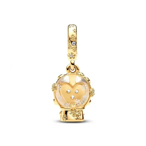Charm Femme PANDORA PENDANT BOULE DE NEIGE CŒUR ET FLOCON Doré 14 Carats