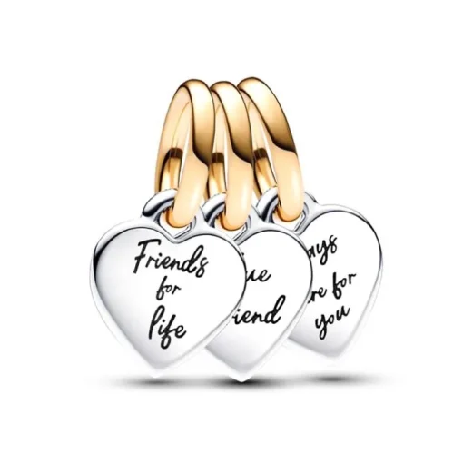 Charm Femme PANDORA PENDANT TRIPLE SÉPARABLE AMITIÉ BIMATIÈRE Doré 14 Carats Argent 925/1000