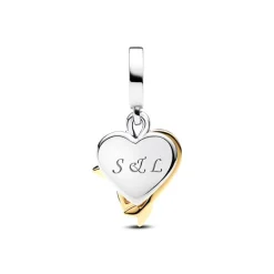 Charm Femme Pandora Pendant Double Cœur & Flèche Gravable 763622C01