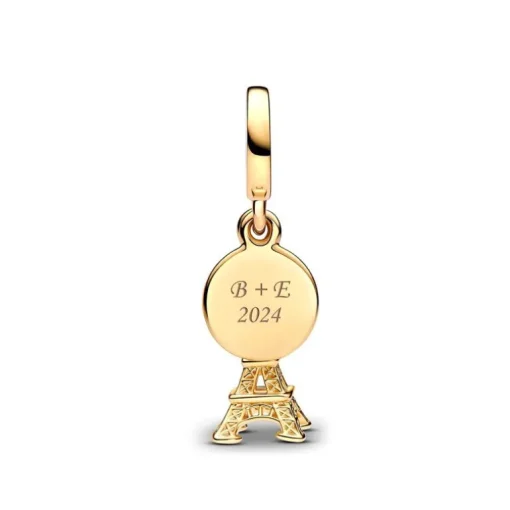Charm Femme Pandora Pendant Double Gravable Diamant de Synthèse Tour Eiffel de Paris 763344C01