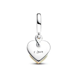 Charm Femme Pandora Pendant Moments Double Mum (Maman) Gravable Diamant de Synthèse 763237C01