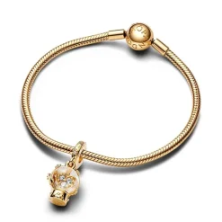 Charm Femme PANDORA PENDANT BOULE DE NEIGE CŒUR ET FLOCON Doré 14 Carats