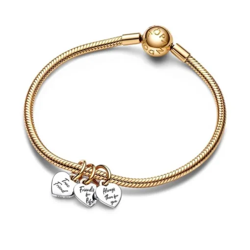 Charm Femme PANDORA PENDANT TRIPLE SÉPARABLE AMITIÉ BIMATIÈRE Doré 14 Carats Argent 925/1000