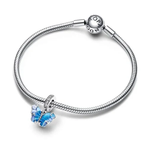 Charm Femme PANDORA PENDANT PAPILLON EN VERRE DE MURANO BLEU Argent 925/1000