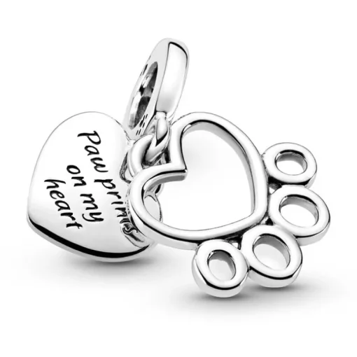 Charm Femme PANDORA PENDANT CŒURS ET EMPREINTE DE PATTES Argent 925/1000