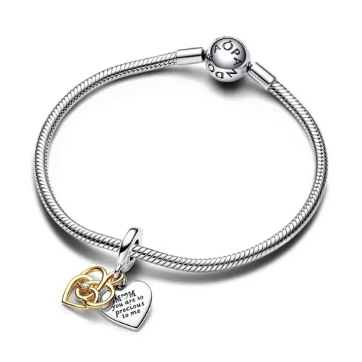 Charm Femme Pandora Pendant Moments Double Mum (Maman) Gravable Diamant de Synthèse 763237C01