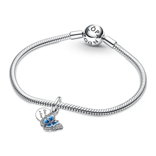 Charm Femme PANDORA PENDANT DOUBLE PAPILLON BLEU & CITATION Argent 925/1000
