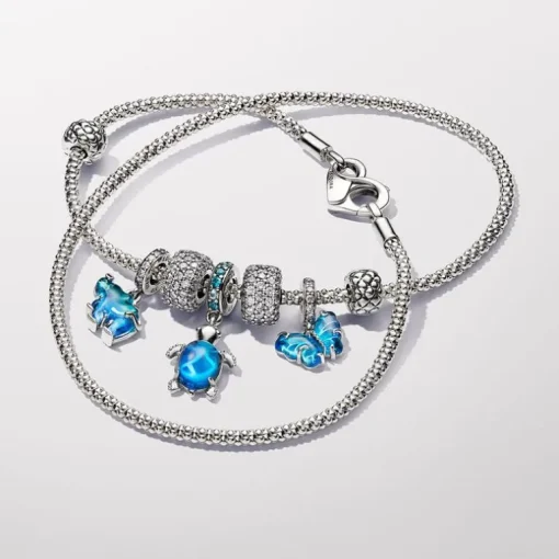 Charm Femme Pandora Pendant Moments Éléphant en Verre de Murano Bleu 793339C01
