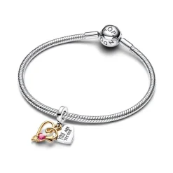 Charm Femme Pandora Pendant Double Cœur & Flèche Gravable 763622C01