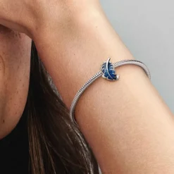 Charm Femme PANDORA PLUME COURBE BLEUE Argent 925/1000