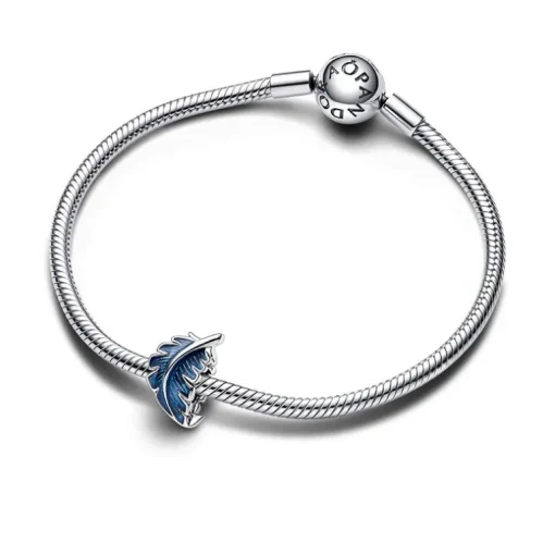 Charm Femme PANDORA PLUME COURBE BLEUE Argent 925/1000