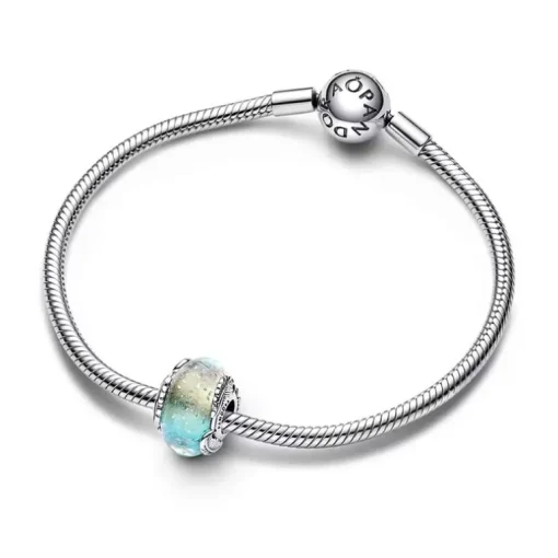 Charm Femme PANDORA VERRE DE MURANO MULTICOLORE & PLUME COURBE Argent 925/1000